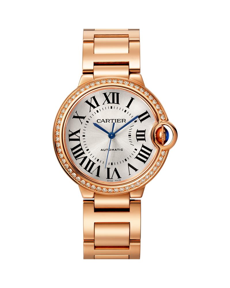 BALLON BLEU DE CARTIER, 36 MM, 18K ROSE GOLD, DIAMONDS, SAPPHIRE