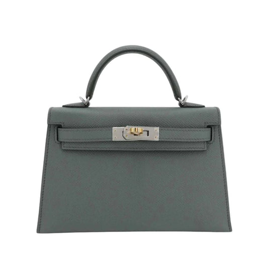 Hermès Mini Kelly II Vert Amande Epsom Leather Bag Rare Electrum Hardware
